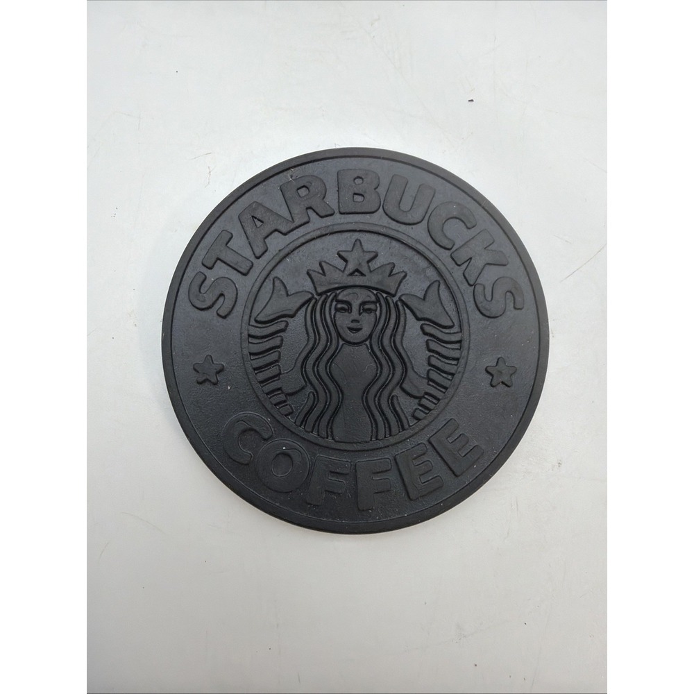 Vtg 1988 Starbucks Coffee Logo Black Rubber Coaster UMBRA